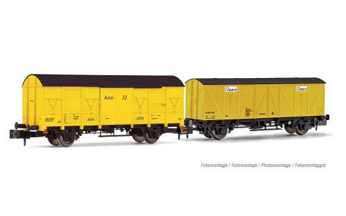 Arnold HN6517 AZVI 2 gedeckte Güterwagen gelb J2 + J3 Ep.V-VI